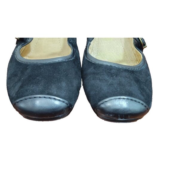 Eschantel Black Suede Mary Jane Flats Size 8.5M Leather Cap Toe Comfort Shoes - Picture 3 of 13